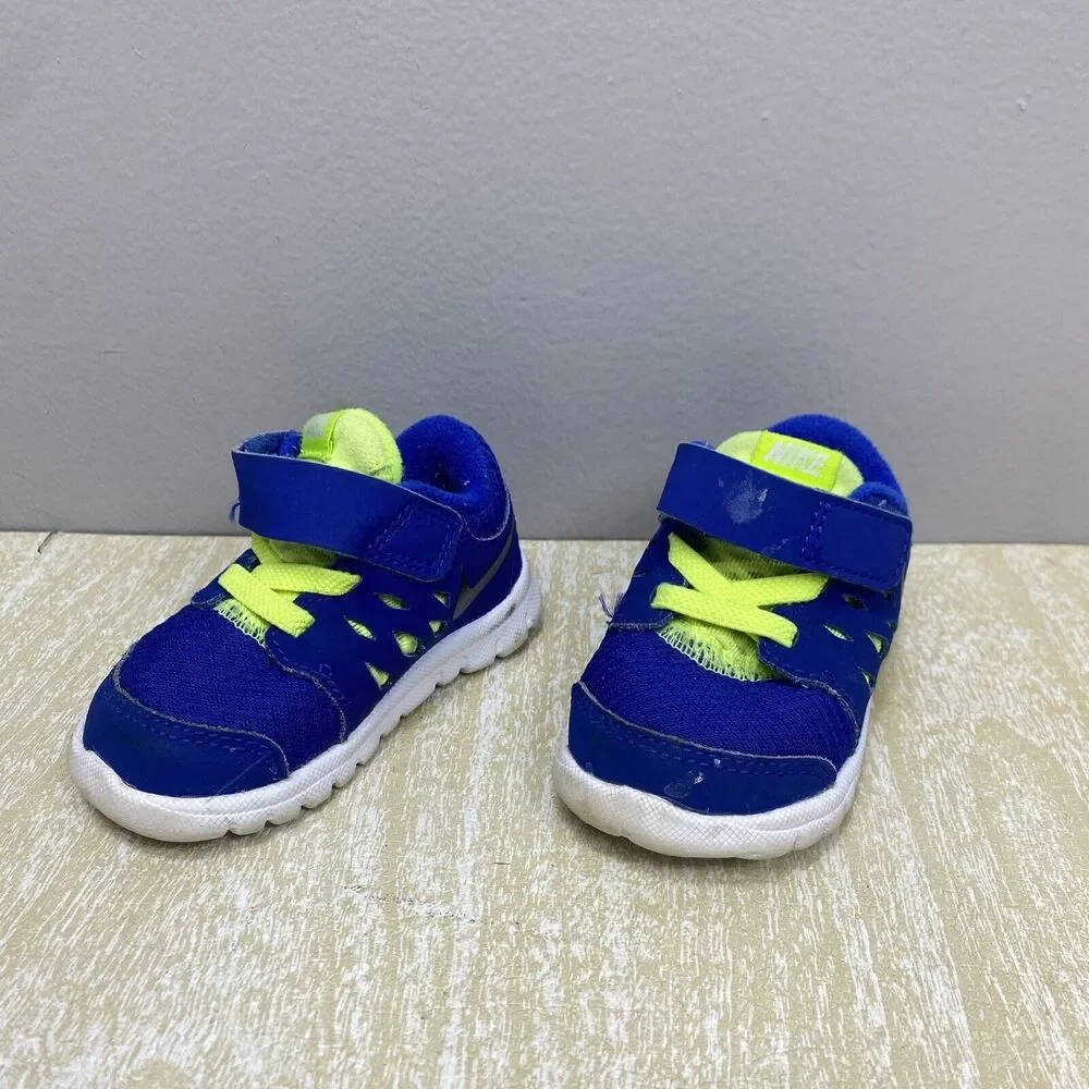 NIKE Flex 2013 Run Toddler Boys Sz 3C Athletic Shoes Royal Blue/Volt 579967-400 - Picture 4 of 10